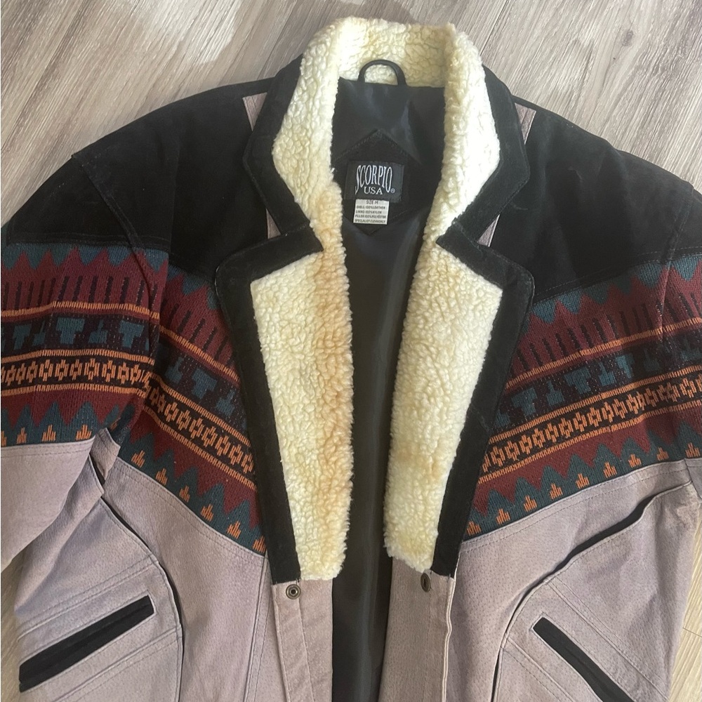 Vintage Leather Aztec Retro‎ Men's Multicolor Bomber Jacket
